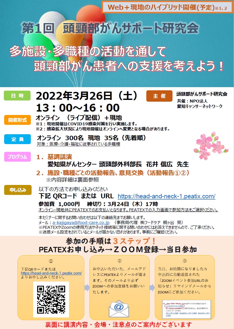 第1回 頭頸部がんサポート研究会（2022.3.26開催）