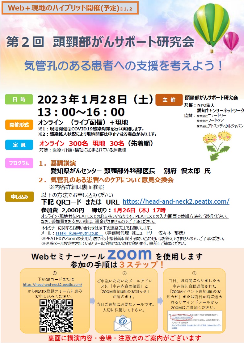 第2回 頭頸部がんサポート研究会（2023.1.28開催）