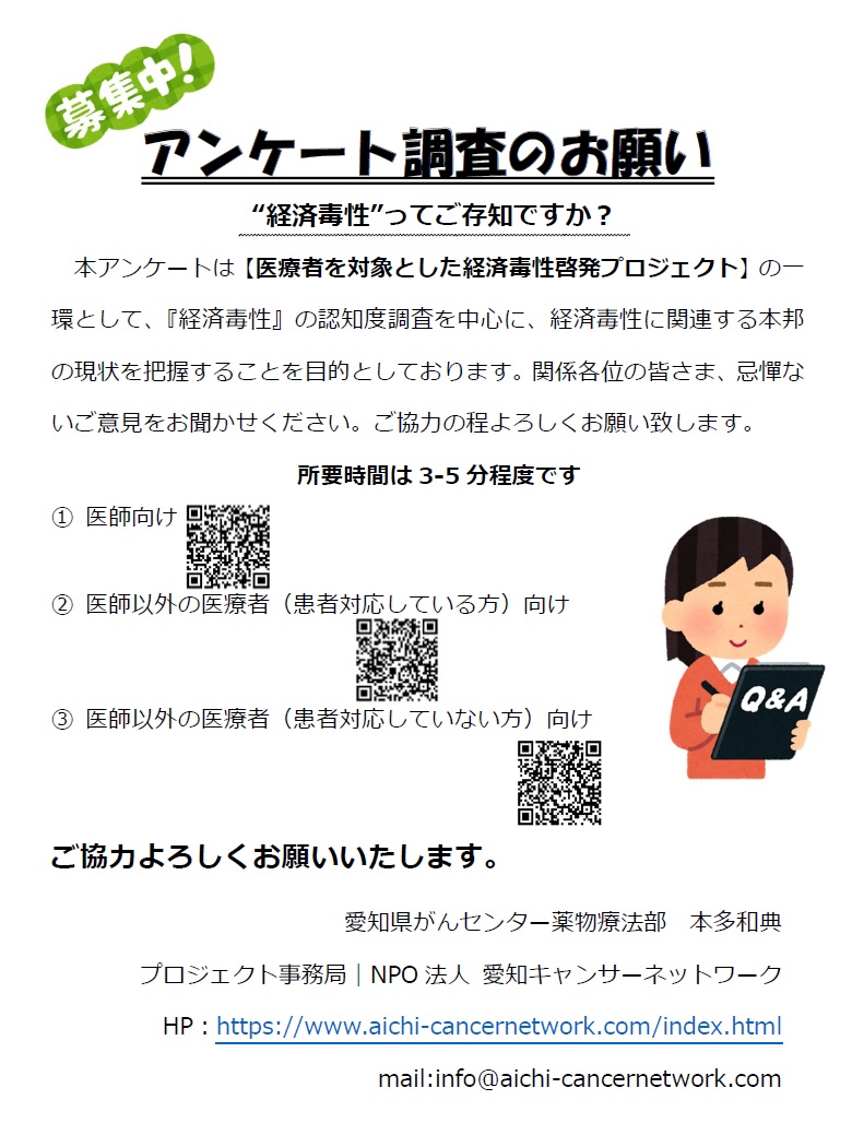 アンケート回答のお願い＊『経済毒性』認知度調査